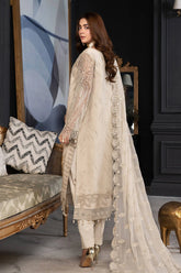 JANIQUE LUXURY CHIFFON UNSTITCHED SUIT D-019 Ivory